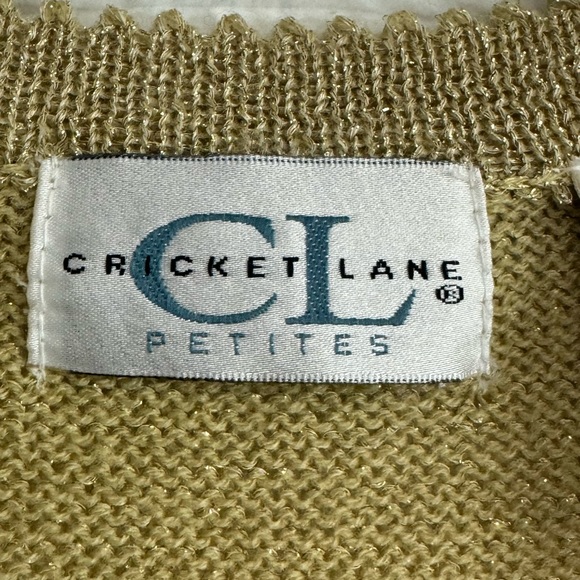 Vintage CRICKET LANE Metallic Gold Fancy Vest PM Petite Cardigan Sweater Jersey - Picture 5 of 17